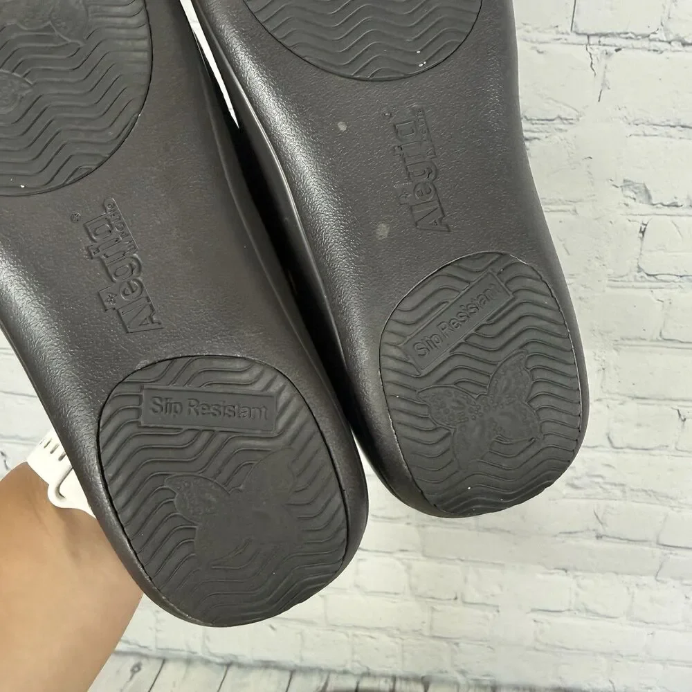 Alegria Keli KEL-433 Womens 7.5-8 US 38 EU Brown Embossed Leather Clogs Slip On